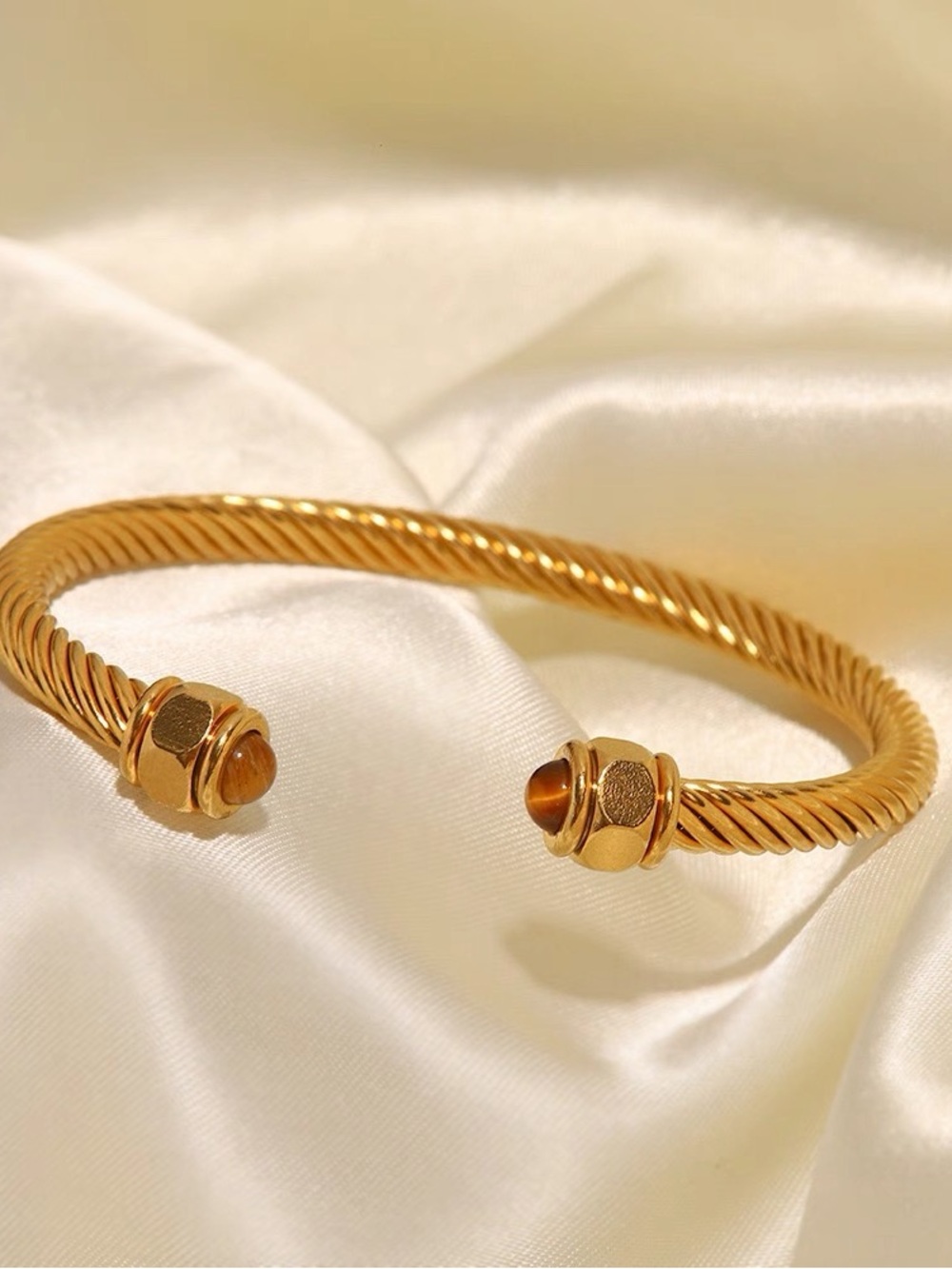 Gold-Tone Twisted Cable Open Cuff Bracelet - Women's Jewelry